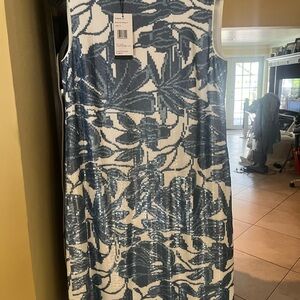 Lafayette 148 New York Blue and White Sleeveless Sundress